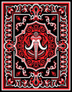 Bold Red Tribal Elephant Face Rug