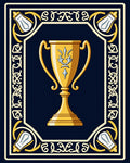 Golden Trophy Navy Border Art Rug