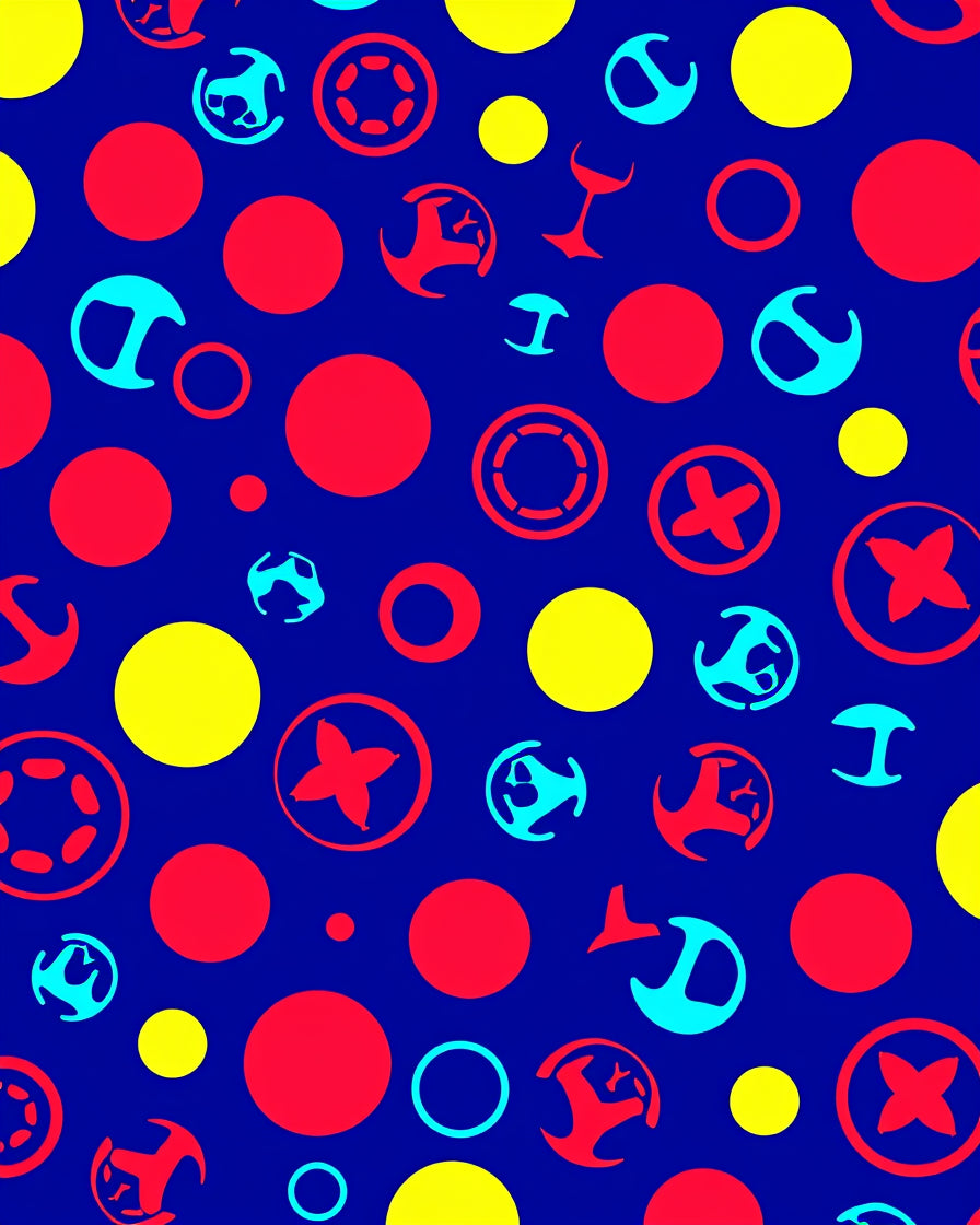 Bold Red Yellow Blue Circles Rug