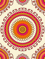 Radiant Orange Pink Sunburst Mandala Rug