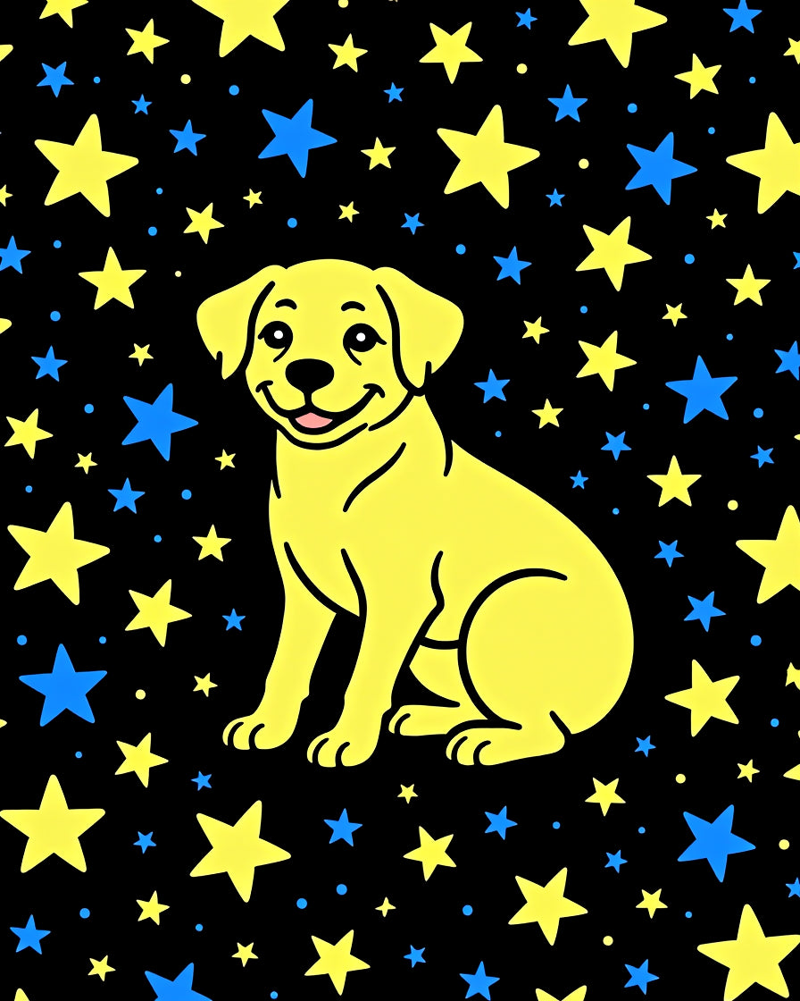 Yellow Puppy Starry Night Rug