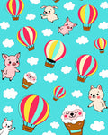 Cute Animals Hot Air Balloons Sky Adventure Rug