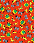 Playful Yellow Animals and Zebras Round Rug