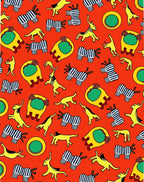Playful Yellow Animals and Zebras Round Rug