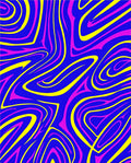 Vibrant Blue Pink Yellow Swirl Rug