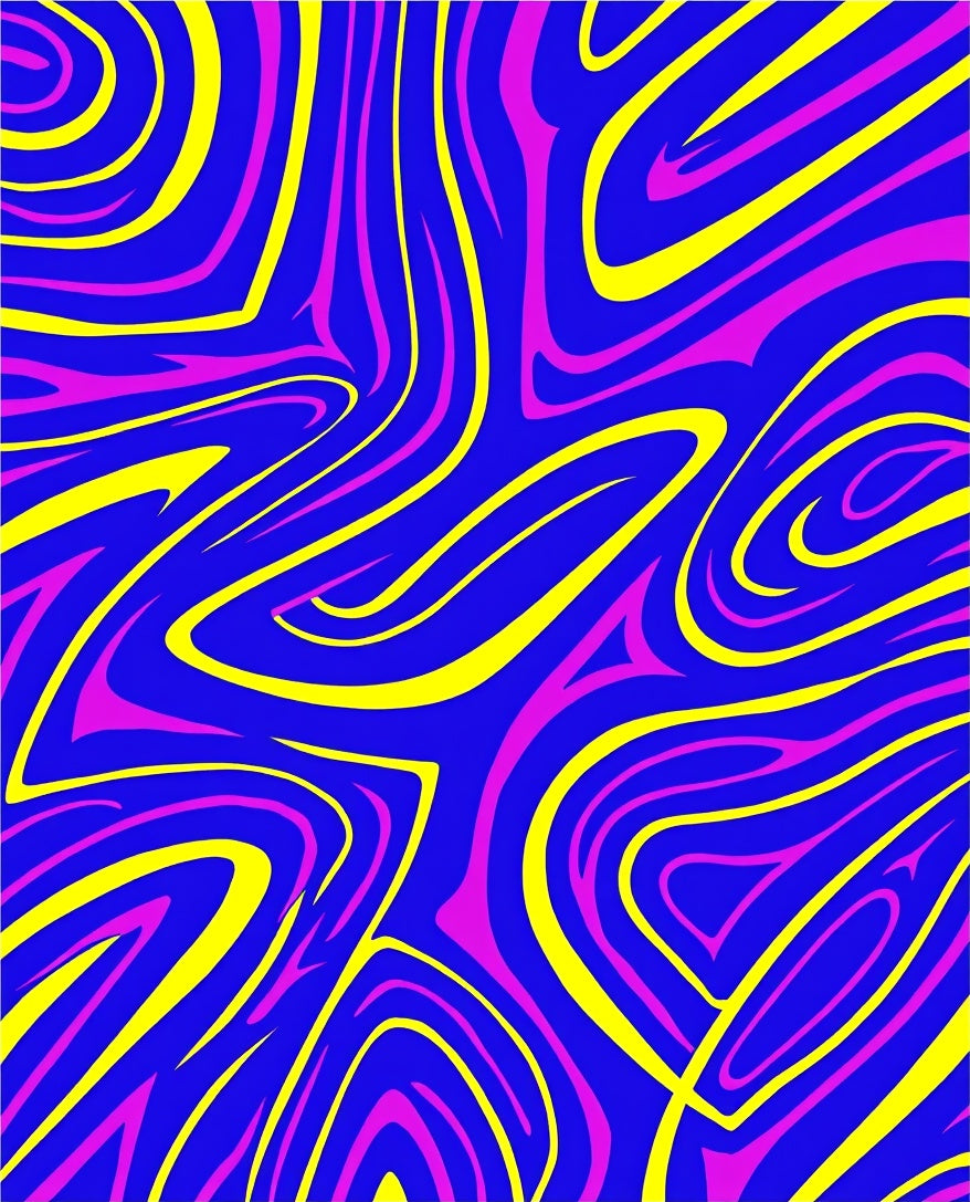 Vibrant Blue Pink Yellow Swirl Rug
