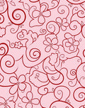 Crimson Floral Swirl Baby Pink Rug