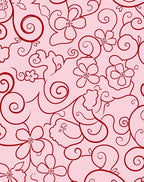 Crimson Floral Swirl Baby Pink Rug