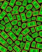 Vibrant Green Dollar Bills Jammed Together Rug