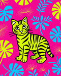 Vibrant Neon Tiger Jungle Foliage Rug