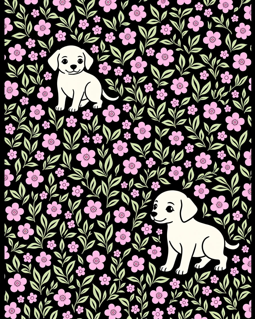 Sweet Puppy Pink Floral Garden Rug