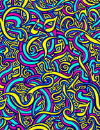 Vibrant Yellow Blue Abstract Flow Rug
