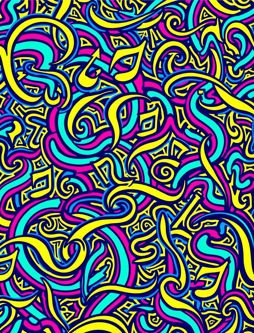 Vibrant Yellow Blue Abstract Flow Rug