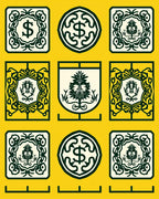 Dark Green Vintage Crest Medallion Rug