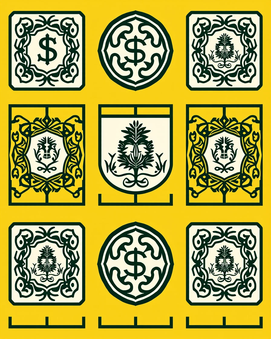Dark Green Vintage Crest Medallion Rug