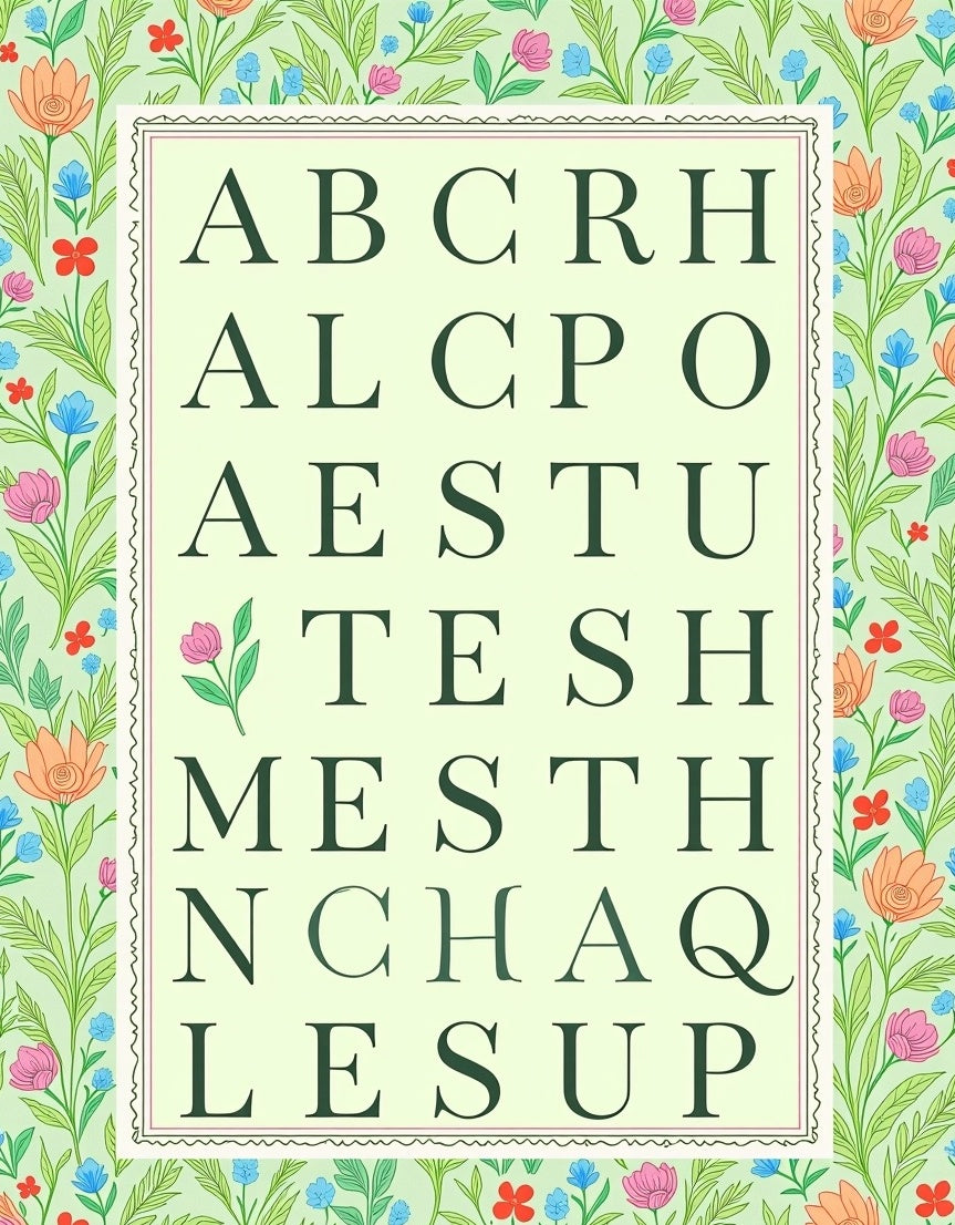 Floral Garden Alphabet Collage Rug