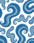Deep Blue Wavy Organic Swirls Rug