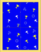 Blue Golden Trophy Time Scattered Rug