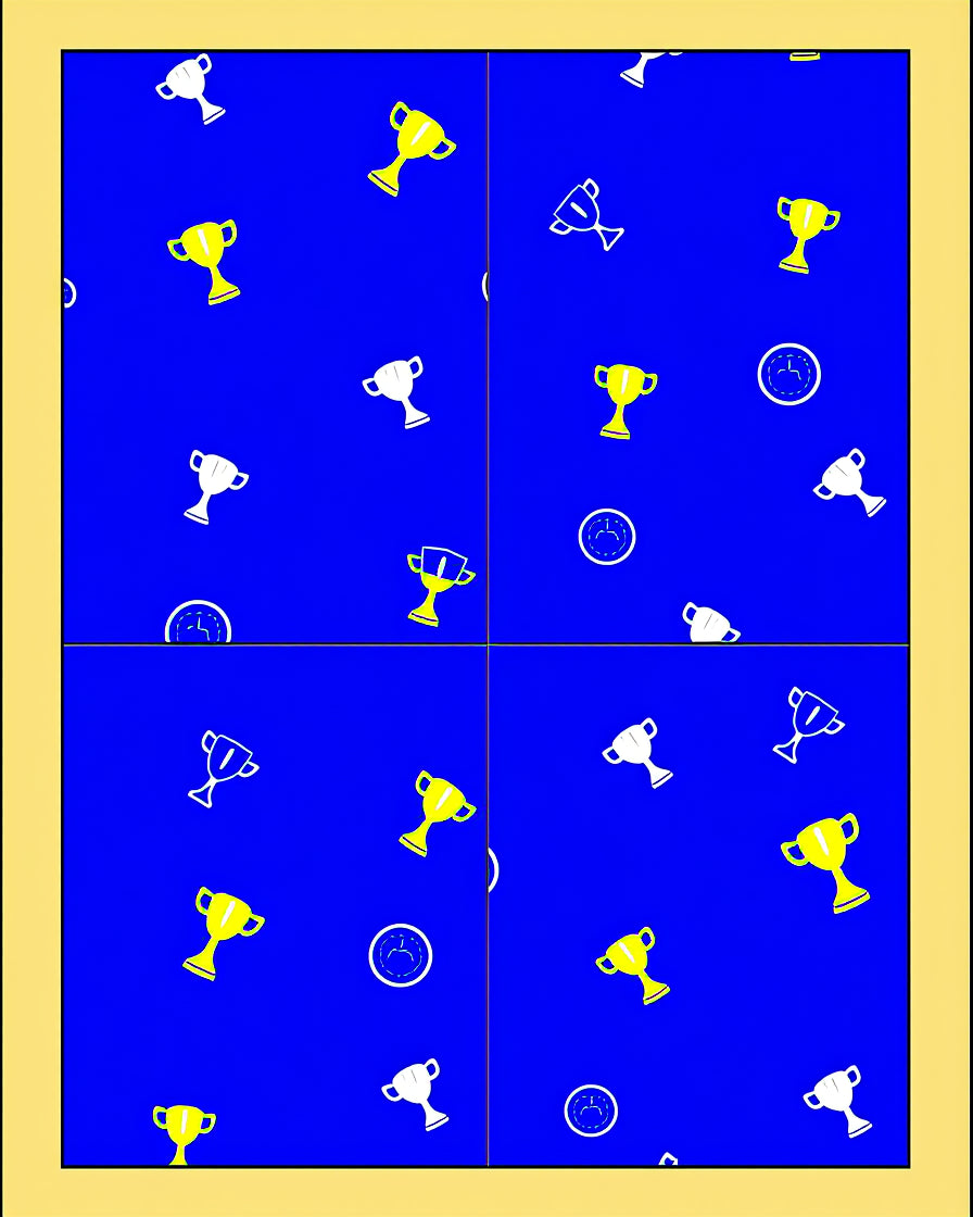 Blue Golden Trophy Time Scattered Rug