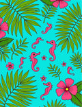 Tropical Pink Seahorse Leaf Shower Rug
