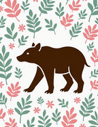Brown Bear Woodland Floral Rug