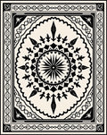 Monochromatic Black Cream Sunburst Medallion Rug