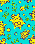 Whimsical Yellow Turtle Aquatic Scene Rug