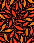 Fiery Red Orange Feathered Swirls Rug