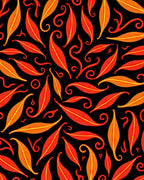 Fiery Red Orange Feathered Swirls Rug