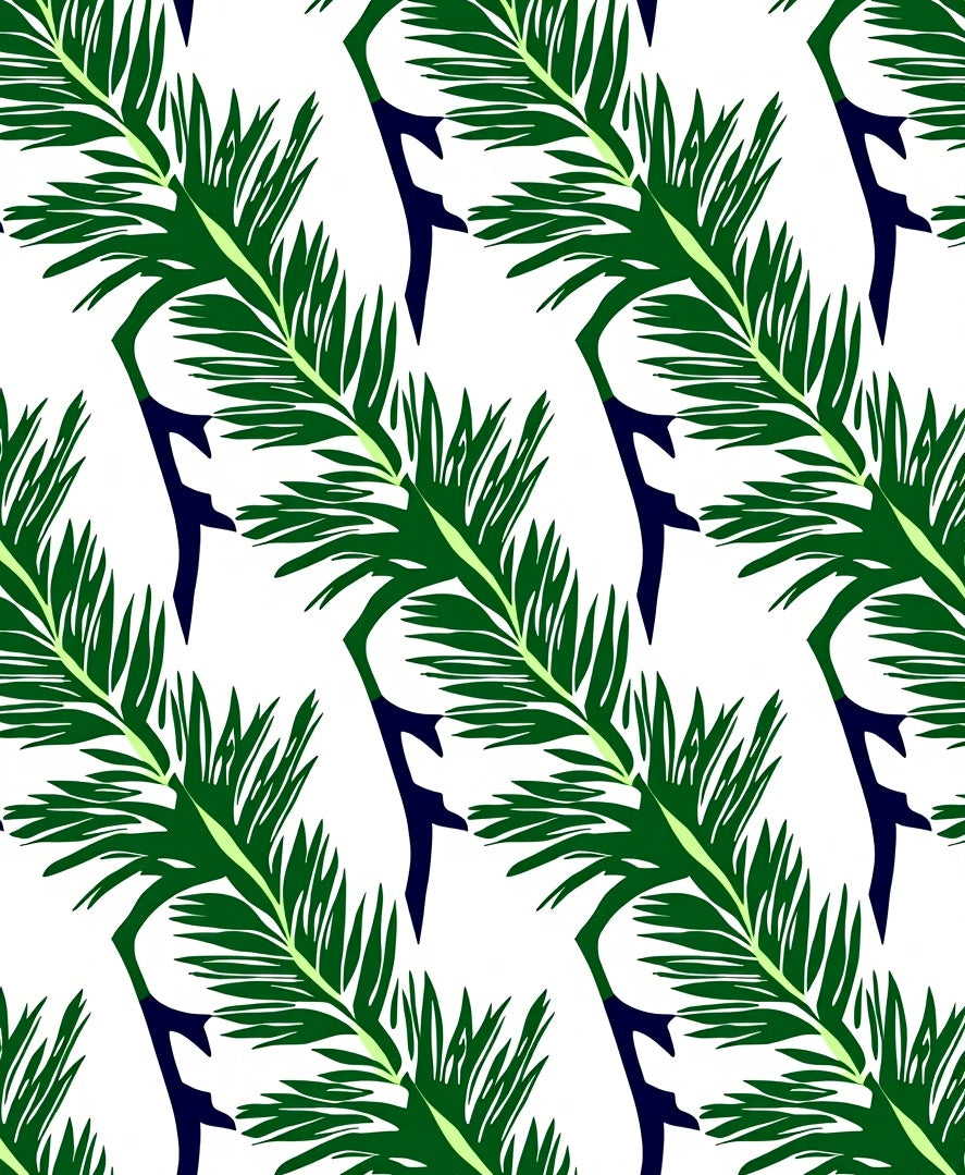 Emerald Green Feathery Leaf Vines Rug