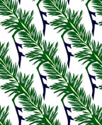 Emerald Green Feathery Leaf Vines Rug