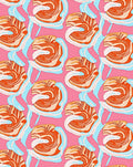 Vibrant Orange Swirl Abstract Pink Rug