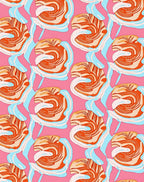 Vibrant Orange Swirl Abstract Pink Rug