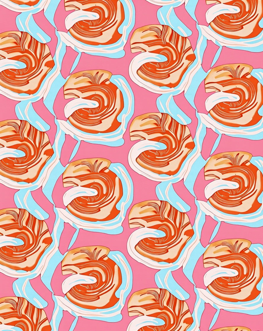 Vibrant Orange Swirl Abstract Pink Rug