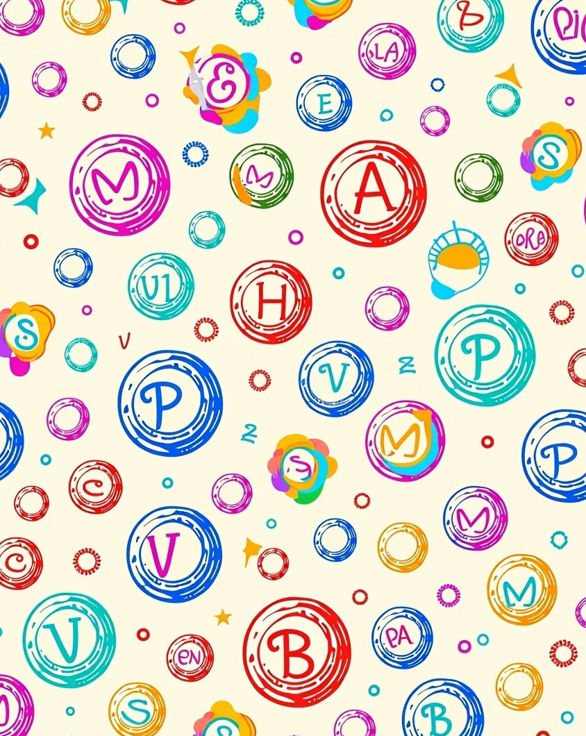 Colorful Alphabet Circles Scatter Rug