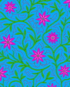 Bright Pink Floral Vine Nature Rug