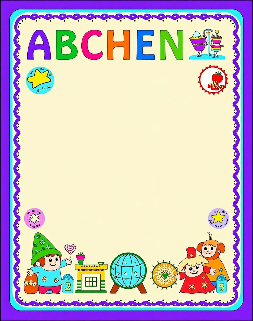 Cheerful Children's Alphabet Border Art Rug