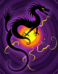 Mystic Black Dragon Purple Swirl Rug