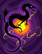 Mystic Black Dragon Purple Swirl Rug