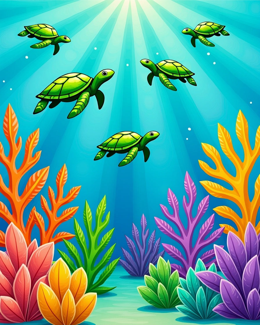 Oceanic Green Turtles Underwater Kingdom Rug