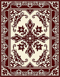 Rich Crimson Scrollwork Centered Artwork Rug