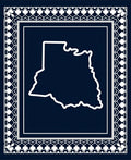 Deep Blue White Ornate Border Shape Rug