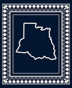 Deep Blue White Ornate Border Shape Rug