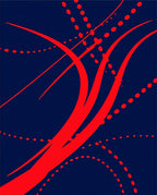 Crimson Swirls on Navy Background Rug