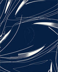 Navy White Abstract Swirl Lines Rug