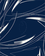 Navy White Abstract Swirl Lines Rug