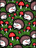 Whimsical Hedgehog Mushroom Garden Rug