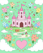 Pink Castle Fairy Tale Heart Flowers Rug