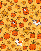 Cute Pumpkin Creatures Maple Leaf Goat Rug