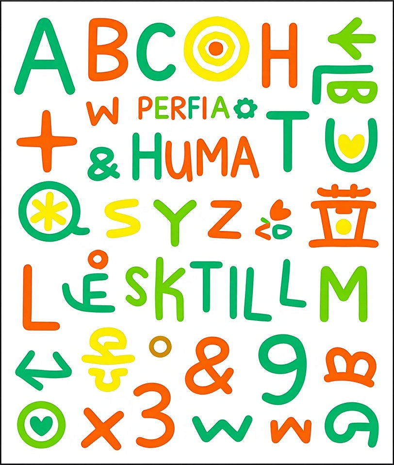 Colorful Alphabet Characters Collage Rug